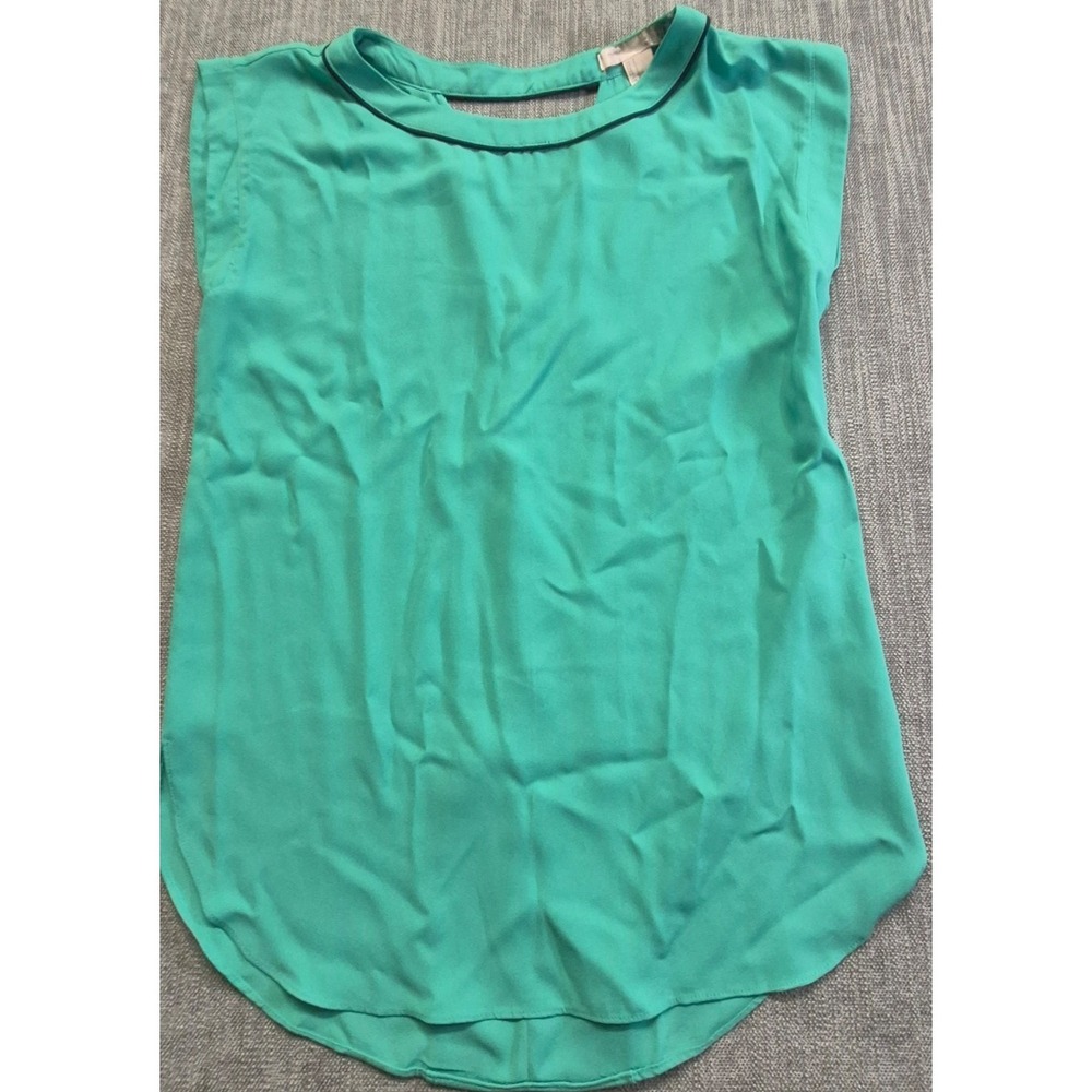 Forever 21 mint green sleeveless faux wrap blouse V neck back women's SM